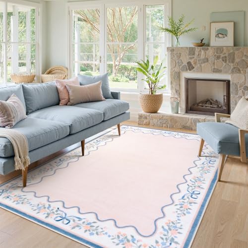Tapete floral rosa 5x7 para dormitorio y sala miniatura 3