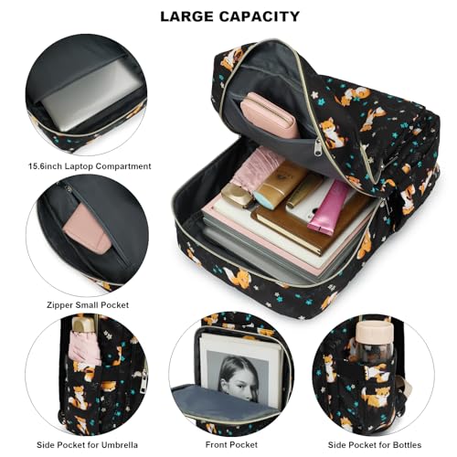 Fox Laptop Backpack for Women Girls, 15.6 inch College School Backpacks Travel Casual Daypack2