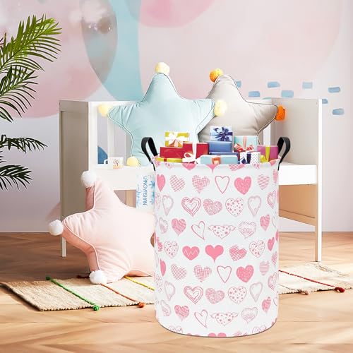Image of Laundry Hamper Fabric Organizer Collapsible Basket Angel Heart | Waterproof Storage Bin Kids Toy Clothes Baskets for Gift Children Nursery Bedroom Bathroom