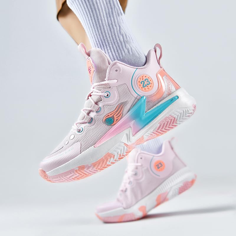 Womens Mens Basketball Shoes Lightweight Fashion Breathable Comfortable Non Slip Sport Indoor Outdoor Sneakers for Unisex Pink Size 83