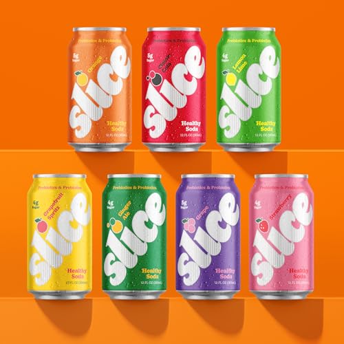 Image of Slice Healthy Soda, Ginger Ale, Prebiotic & Probiotic Soda Pop, 5g Fiber, 35 calories, 12 fl oz 12 Pack
