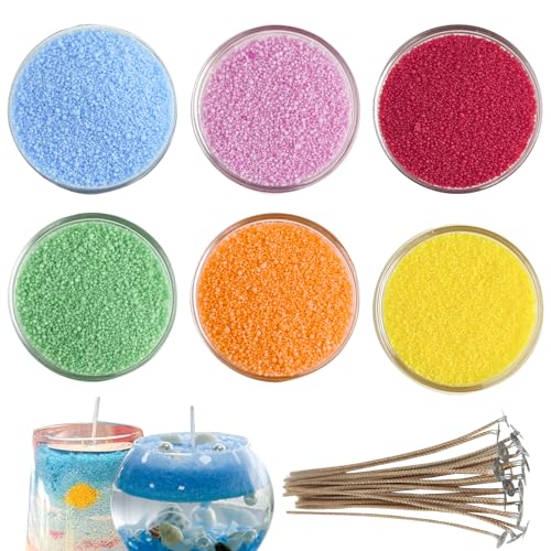CoolCrafts 6 Colores Cera de Arena Colorida con Mechas de Cera de Arena Perlada para Velas - 900g