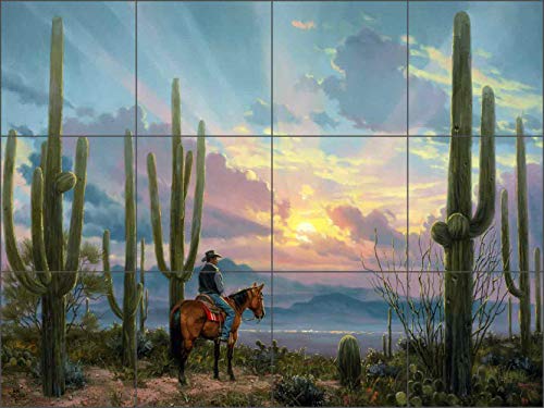 Western Art Tile Mural Backsplash - Desert Song by Jack Sorenson Ceramic Kitchen Shower Bathroom (17
