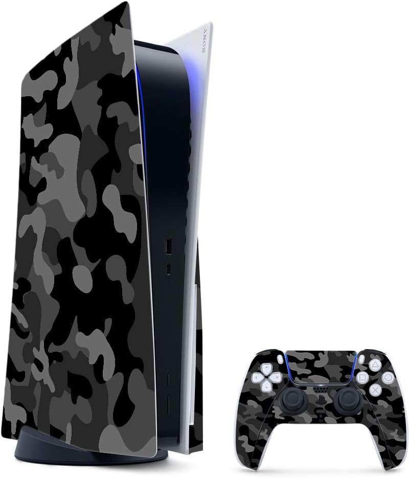 MightySkins Gaming Skin for PS5 / PlayStation 5 Bundle - Black Camo | Protective Viny wrap | Easy to Apply and Change Style | Made in The USA