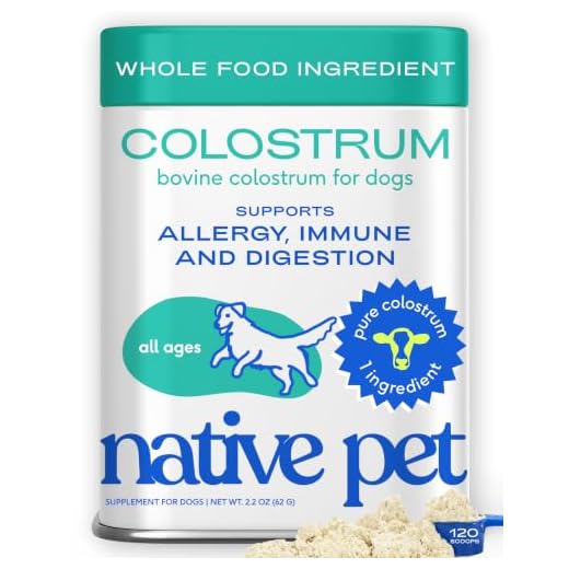 Native Pet Colostrum for Dogs - Bovine Colostrum Powder - Dog Allergy Relief, Itchy Skin Relief, Immune Support & Gut Health - 100% Single-Ingredient Supplement with Bioactive Nutrients - 120 Scoops