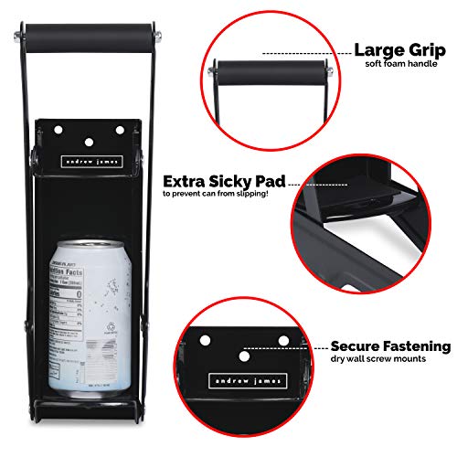 Heavy Duty Can Crusher - Designed to Recycle and Crush 12 oz and 16 oz Cans – Wall-Mounted, Crushes Soda, Beer, Pop Cans – Recycling Aluminum Cans is Great for the Environment - Andrew James (Black)