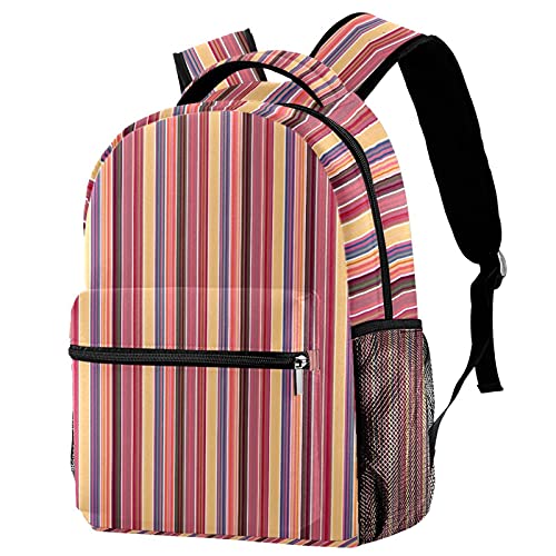 Sac à dos de voyage enfant avec porte-bouteille et motif rayé rose mixte