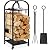 Best Choice Products Large Firewood Log Rack, XL 4ft 3 Tier Wrought Iron Firewood Rack with Tools Wheels, Indoor Outdoor Wood Storage w/ 4 Piece Tool Set, Locking Casters