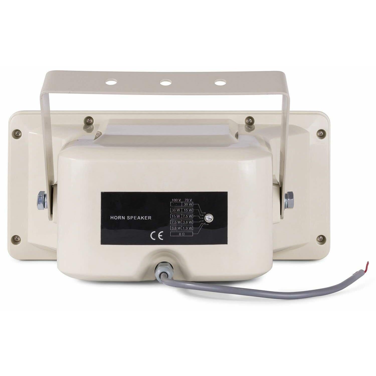 Power Dynamics HS30M - Altavoz de bocina, Ideal para Espacios Grandes, 100V / 5 W, 10 W, 15 W y 30 W, calificación IP65 para Uso en Exterior, se suministra con Soporte de Montaje