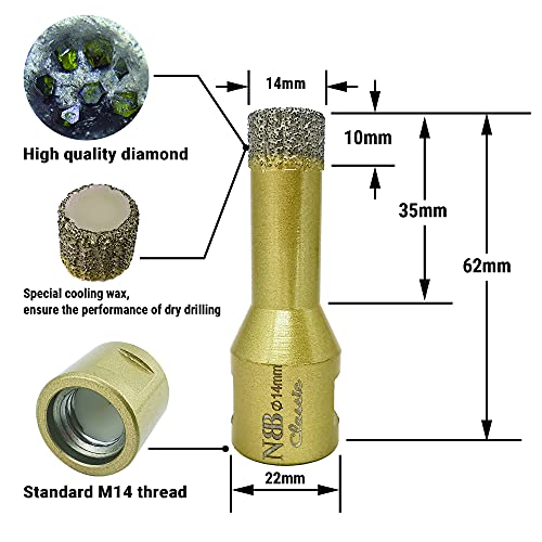 NBB vacuum brazed diamond hole saw with M14, Classic Golden type - Image 2