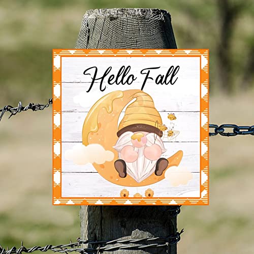 Plaque murale rétro bois Hello Fall déco salon 30cm - 6