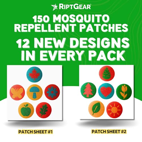 riptgear mosquito patches - 150 pack of mosquito stickers for kids and adults natural mosquito sticker citronella patch sticks to any surface - deet free