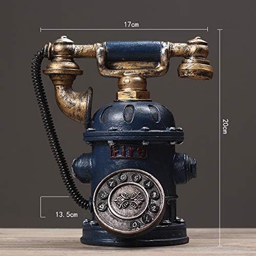 Vintage Telephone Statue Piggy Bank,Decorative Retro Phone Model Antique Sculpture Unique Gift for Home Decor Desktop Cafe Bar Blue 17x20cm(7x8inch) Gift