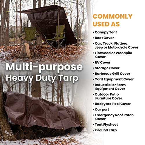 Whiteduck 8' X 10' Super Heavy Duty Poly Tarp Thick 16 Mil, Waterproof 100% Uv Resistant Rip/Tear Proof Tarp W/Rustproof Grommets & Reinforced Edges (Finished Size: 7'6"X9'6") #TOP4