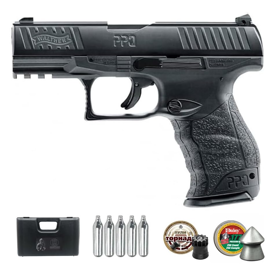 Walther PPQ M2 (4,5mm) | Pistola de Aire comprimido de balines semiautomática + maletín + CO2 y perdigones