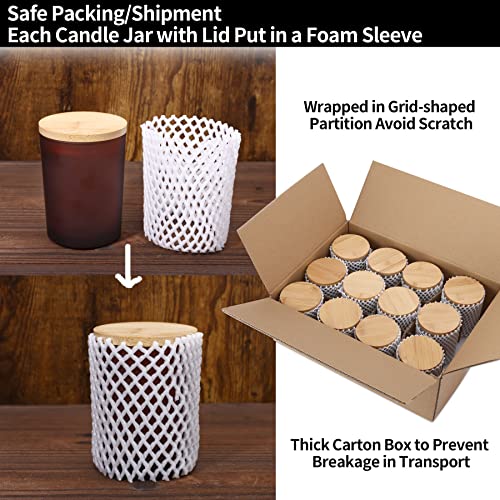 Aminigram 12 Pack, 10 Oz Frosted Amber Candle Jars With Bamboo Lids And Sticky Labels, Empty Glass Candle Jars For Making Candles, Morden Kitchen Bathroom Small Things Container - Dishwash Safe #TOP4