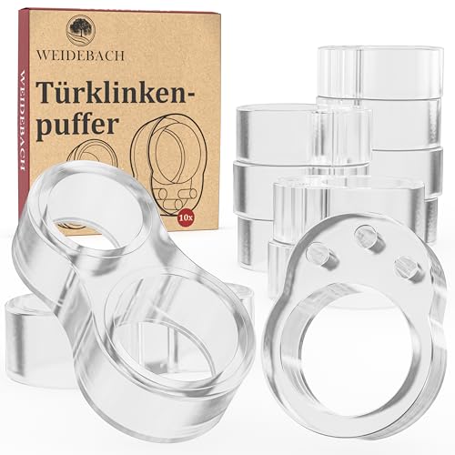 WEIDEBACH® Robust Door Stopper, 12 Pack, Transparent, Modern Style, Protects Walls from Scratches, Fits 16-21mm Handles