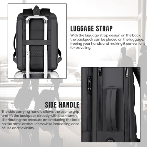 Expandable Laptop Backpack, 16 Inch Water-Resistant Bag with USB Charging Port, Business College Backpack for Men & Women, Black3