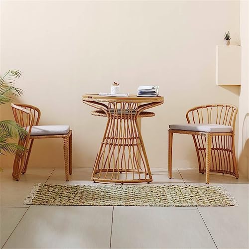 JHKZUDG 3 Piece Outdoor Wicker Weave Conversation Table Chairs Set,Patio Bistro Set,with 2 Armchairs and Coffee Table, for Garden Balcony Yard Poolside