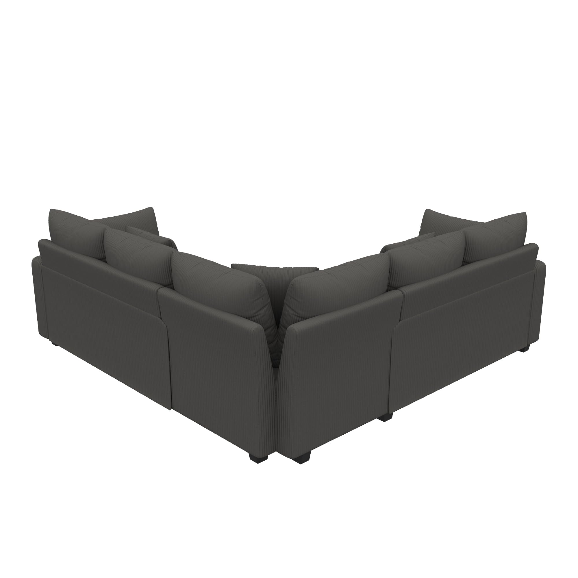 Sapgaks Canapé Convertible en L avec LED et USB C, Canapé d'angle Convertible en Velours Côtelé avec Coussins et Accoudoirs, Canapé Modulable Multifonctionnel au Salon Appt, Gris