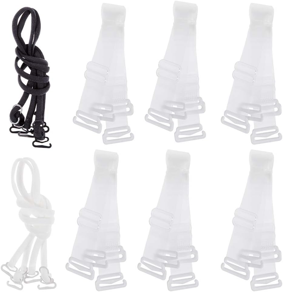 Rovtop 8 pairs 45CM Invisible Transparent Adjustable Bra Straps- 6 pairs Transparent Adjustable Straps and 2 pairs Halter BRA Straps Kit