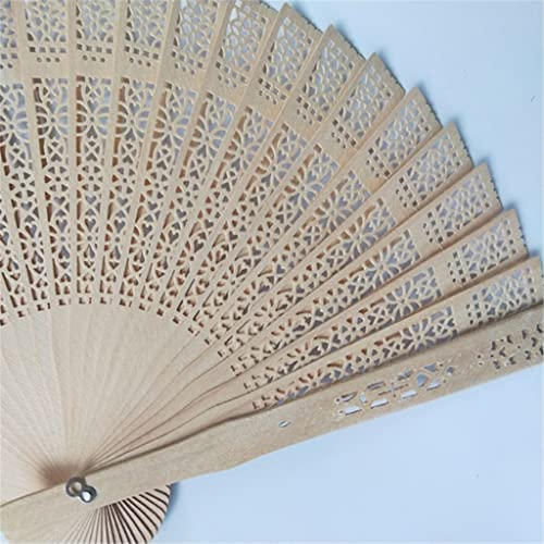 Handheld Folding Fan, 5 PCS Sandalwood Material Integrated Hollow Carving Lightweight Retro Hand Fans For Home Decoration - image 3