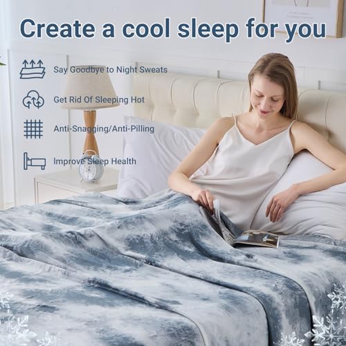 Image of Cooling Blanket for Hot Sleepers Throw Size 50 inchx70 inch, Summer Ice Cold Blanket Absorbs Heat to Keep Body Cool for Night Sweats, Lightweight Breathable Cold Blankets for Sleeping Bed & Sofa