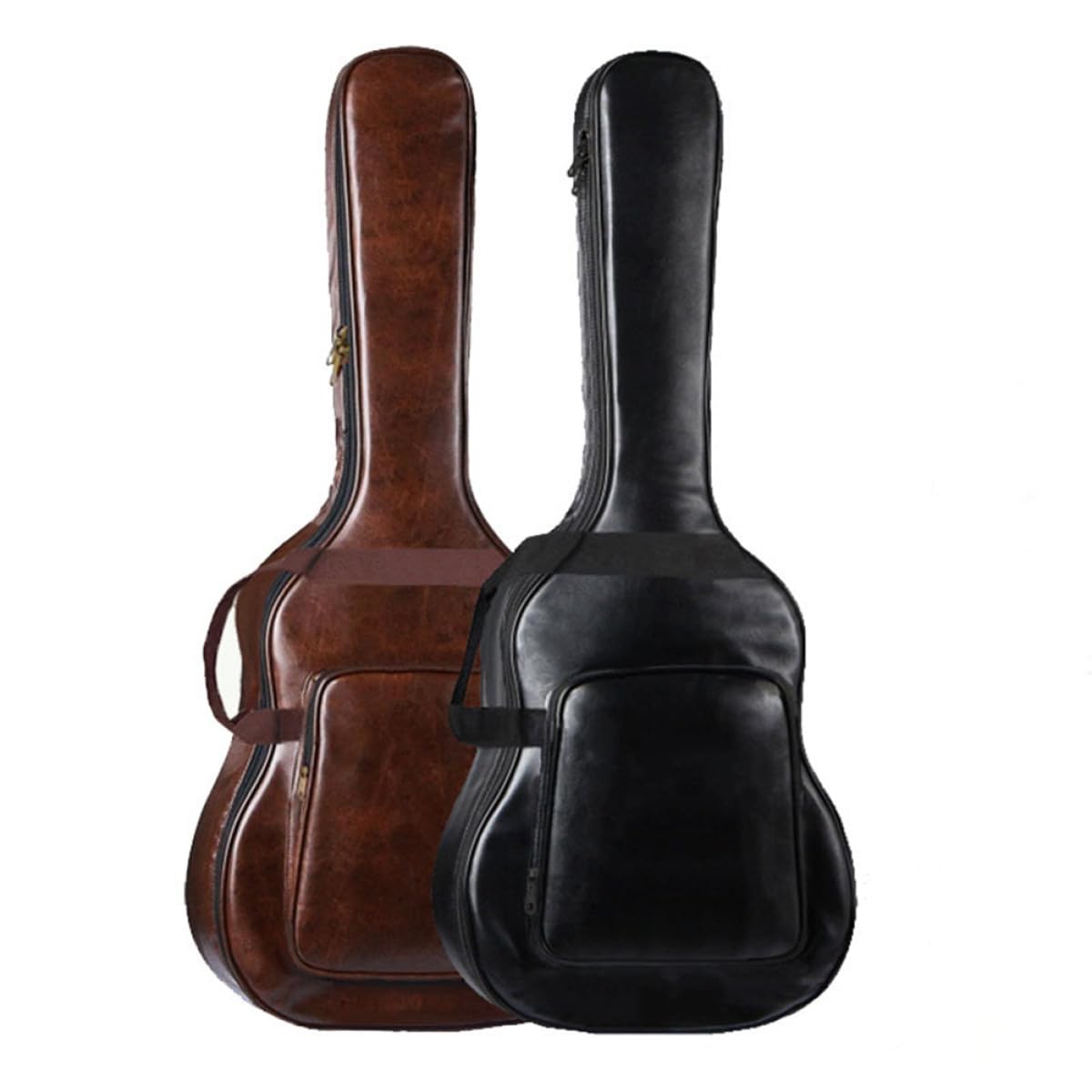 Borsa per Chitarra Acustica 40/41 Pollici Nera in Pu | Doppia Tracolla, Cinghie Laterali, Grande Tasca Esterna, per Training e Travel