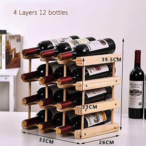 Soporte para botellas 12 botellas madera natural 4 niveles miniatura 2