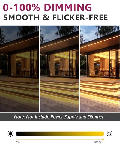 Image of EMITEVER Warm White COB Strip Light 2700K 16.4ft,IP67 Waterproof,Dimmable