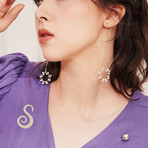 Xgalbla Alphabet Letters S Plated Metal Simulated Pearl Lapel Pin Brooches Collar For Women Girls(Gold Tone) #TOP6
