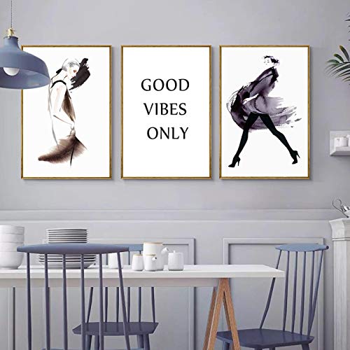 Good Vibes Only quote posters de mode sans cadre 3 pièces