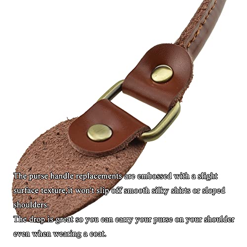 HAHIYO Purse Handle Replacement Cowhide Leather Handle Strap Shoulder Handbag Tote Belt Sturdy Easy Clip on Attach Stay on Not Slip off Not Leave Mark on Body 24.4inch 2PCS3