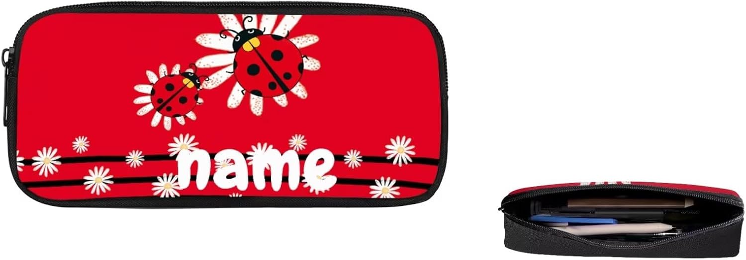 Tuoxiukan Ladybug Backpack for Girls 6-8 3-Piece School Backpack with Lunch Box and Pencil Case Zipper Lighight School Bookbag Large Capacity Lunch Bag for Girls Teens
