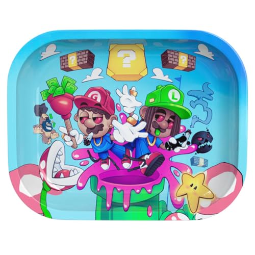 Rolling Tray. Metal Collectible Plate for Different uses. Rollin Tray is 7 x 5.5 inches. Cartoon Rolling Tins are Durable. (Plumber Brothers, 7 inches x 5.5 inches)