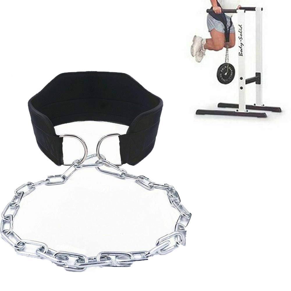 Pull-up Belt Weighted Dip Chain with Chain, Double D-ring Weightlifting Back Support Strap, Intense Workout Weight Belt for Men Gym Training Home Workout Bodybuilding