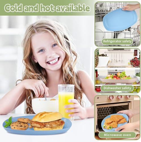 Image of YANCI 4 Pack Wheat Straw Plates, 11 Inch Microwave Safe Lunch Dinner Plates, Degradable Reusable Eco-Friendly BPA Free Lightweight Plates, Multicolor