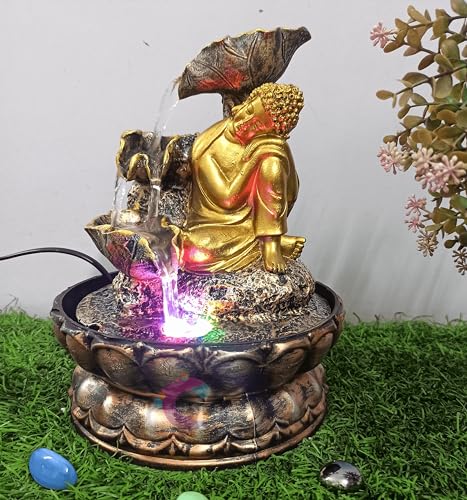 Image of Decorative Water Fountain for Home Decor, Office, Indoor & Outdoor, Garden, Puja Room, Vaastu, Reception, Spa, Gifting. (Golden Buddha UR-049)
