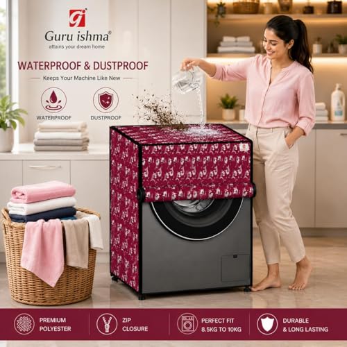 Image of Front Load Fully Automatic Washing Machine Cover for 8.5kg to 10kg | Waterproof & Dustproof Polyester Cover with Zip Closure | Suitable with Samsung, IFB, LG, Bosch & More (67 x 67 x 87 cm)