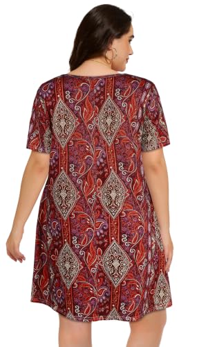 Image of Plus Size Summer Dresses Casual Tshirt Dress Loose Beach Pockets Sundress