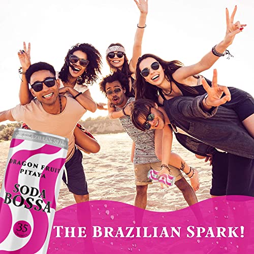 Soda Bossa Sparkling Healthy Soda, Dragon Fruit Pitaya Flavor, Low-Calorie, Gluten Free, Guilt-Free & Hydrating Sparkling Soda Drink - Natural Soda - Craft Soda 8-12 Fl Oz Cans/Box (Pack Of 1 Box) #TOP6