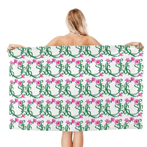 Serviette de bain microfibre ultra douce motif fleur de lotus - 3