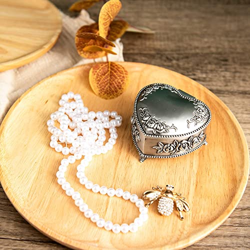 Feyarl Vintage Jewelry Trinket Box Ring Earrings Necklace Organizer Case Metal Treasure Chest Storage Heart Shape Keepsake Box For Girl Birithday Gift (Pewter) #TOP3