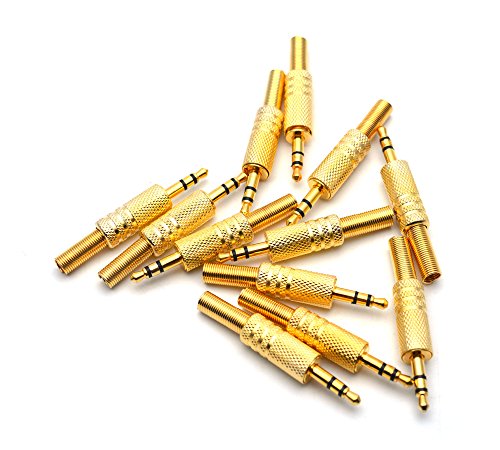 Antrader 3.5mm/1/8 Stereo Male Plug Audio Cable Connector w/Spring Coax Cable Audio Solder Adapter Pack of 12