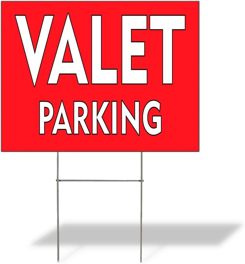 Weatherproof Yard Sign Valet Parking Outdoor Advertising Printing A Red Lawn Garden 18x12 Inches 2 Sides Print
