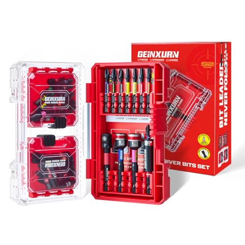GEINXURN Professionnel Coffret de 52 Embouts de Tournevis, (Torx, PH, PZ, SL, Hex) Embout de Vissage en Acier S2, Clé à Douille Hexagonale, Porte-embout,...
