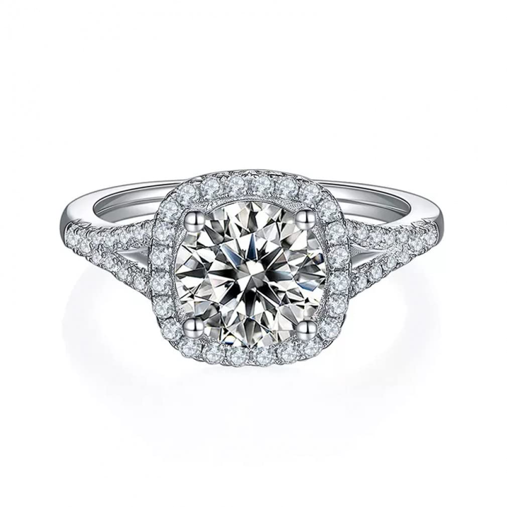 Tummty 2 Karat D Farbe Moissanite Funkelnde Eheringe für Frauen 925 Sterling Silber Verlobungsschmuck