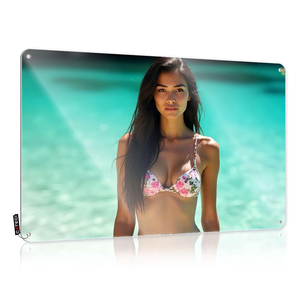 Sujd Colour Matal Sign Gift For Camper Waterproof Artwork, Classy Retro Print For Cafe Pub Backyard Bar | Decore Pre-Drilled Custom Floral Bikini Top By The Pool(30X40cm)
