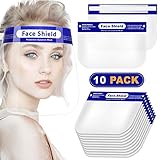 Face Shield 10 Pack, Safety Plastic Face Shields Masguok with Visor, Reusable Protective Face Shield...