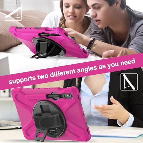 Coque antichoc Galaxy Tab S9 protège des chutes avec sangle rose robuste